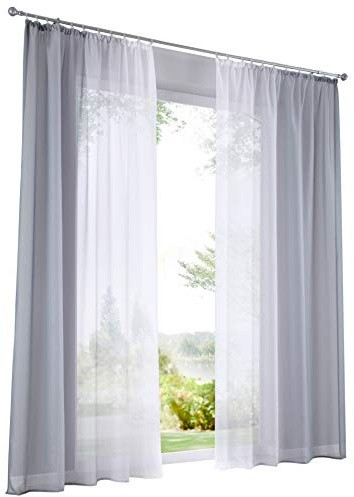 BAILEY JO 2er-Pack Gardinen mit Verlauf-Farben Muster Vorhang Transparent Voile Vorhänge (BxH 140x245cm, Grau mit Kräuselband)