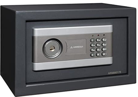 ARREGUI Stylo 19010-S1 Möbeltresor | Möbelsafe aus Stahl mit 2 Faktor- Sicherheitsschloss, Tresor | Safe mit elektronischem Zahlenschloss + Schlüssel für Zuhause oder Büro, 20 x 31 x 20 cm, 8 L