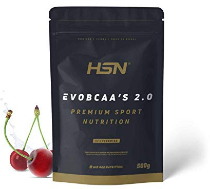 HSN BCAA con Glutamina Evobcaa's 2.0 | Cereza 500g | Aminoácidos Ramificados Ratio 12:1:1 (Leucina + Valina + Isoleucina) | No Incluye Dosificador | No-GMO, Vegano, Sin Gluten