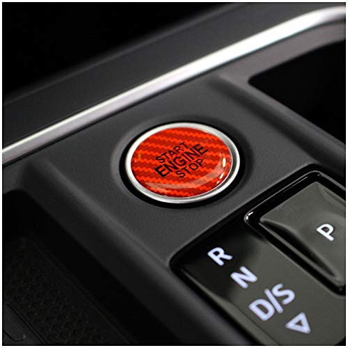 Gel Aufkleber 3D für Emblem Start Stop Knopf Doming Abdeckung Autoaufkleber Keyless GO Druckschalter Tastenabdeckung Cover Auto Kfz Zubehör DM005 (Carbon Rot)