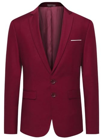 Allthemen Chaqueta de Traje para Hombre Slim Fit Blazer Formal Negocios 2 Botones para Boda Ocio Vino Rojo XXL