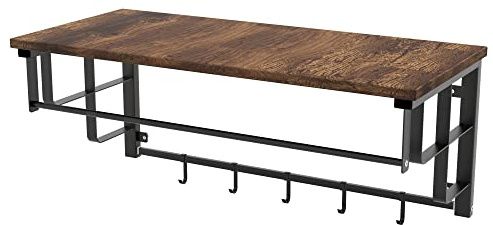INTIRILIFE Perchero de pared con ganchos extraíbles - Pasillo Sala de estar Estante colgante Perchero Estante de cocina