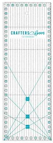 Crafters Dream Quilting Rulers - Transparent Acrylic Non Slip Quilt & Patchwork Ruler with Clear Black Lines & 30, 45 & 60 Degree Angles