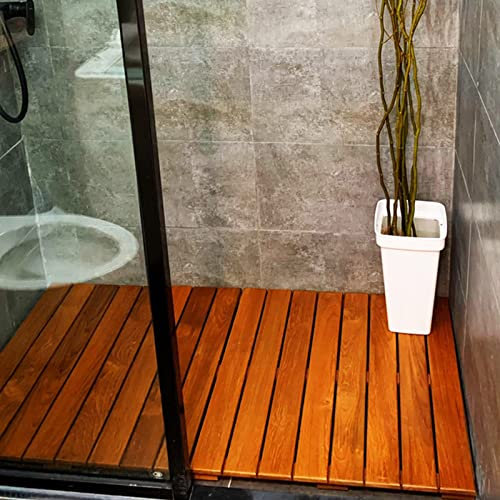 Zhaomi Mehrzweck-Bambus Badematte,Natürliche Duschmatte,Spa Matte Holzmatte,rutschfeste Badematte,Bodenmatte,Wasserabweisend und leicht zu Reinigen,für Dusche und Badewanne (80x75cm/31x30in)
