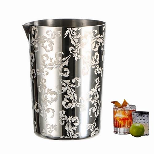 Cocktail Mixing Glass Cocktail Blender Glas Cocktail Rührglas Girlande Edelstahl Rührglas Cocktail Bar Einfaches Barkeeper Rührkrug Shaker Zinn Wärmeerhaltungs Barkeeper Blumenbecher für Bar-Küche