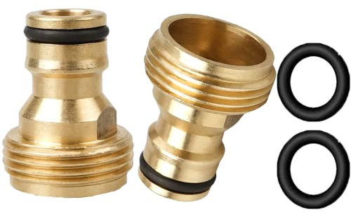 YUEHNEOM Tap Connector, 3/4 inch Brass Male Thread Hose Nozzle Quick Connect Adapter, Fitting Water Connector for Kitchen