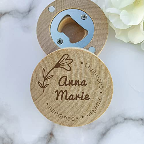 Abrebotellas personalizado para bodas, nevera, (elemento de flor floral bonita, nombre personalizado), imán de madera, abrebotellas magnético, recuerdo de fiesta, regalo de boda, recuerdo para dec