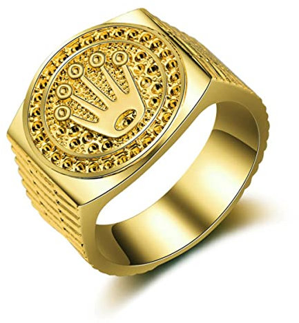 YAHOYA Hip-Hop Kronenring Paar vergoldeter Ring Schmuck Männer dominierender Kronenring