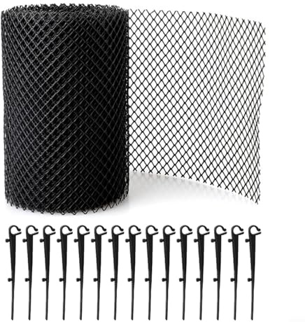 per Rotolo di Rete per grondaia, 18 cm x 8 m, in plastica, con 15 Clip di Fissaggio
