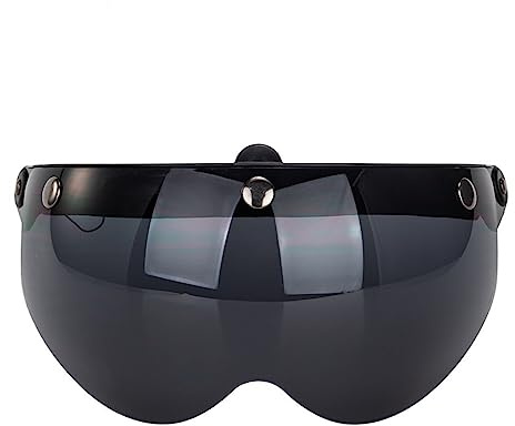 Gereiny LLLucky Universal Motorcycles Retro Pilot-Style Standard 3 Visiere con Bottone a Pressione Flip Up Down Casco Aperto Antivento Resistente