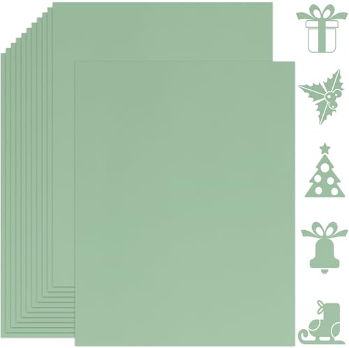 Twavang 25 Blatt Salbeigrün Kartonpapier, 21,6 x 27,9 cm, 250 g/m²/41,7 kg dickes Papier für Scrapbooking, Einladungen, Druck und DIY-Karten