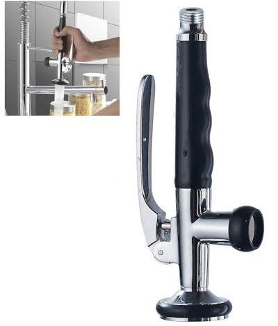 Handbrause Küchenbrause Ersatzbrause Spray, Geschirrbrause Duschkopf, Gehäuse aus Messing, Griff aus ABS, Geeignet für Küchen, Anschlussgröße G 1/2, Länge 213 mm, Schwarz