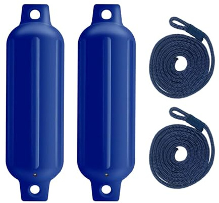 JISADER 2 Piezas de defensas de Barco, defensas inflables anticolisión, Parachoques de Barco para veleros, Cuerda Azul G0 Azul