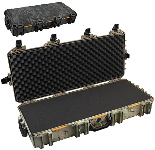 ANSNOW Taktischer Gewehrkoffer, Wetterfester Hartschalenkoffer Mit Rollen Und Vollständig Anpassbarem Würfelschaumstoff, Wasserdichter Hartschalenkoffer Für Gewehre, Schrotflinten, Airsoft-Waffen, D