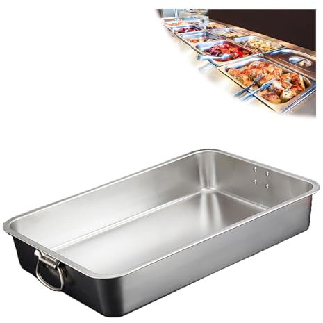 NJDQFA Rechteckig Edelstahl Gastronomiebehälter,Lebensmittel Lagern Behälter,Stapelbar Gastro Behälter Mehrweg,60 * 40cm,10cm