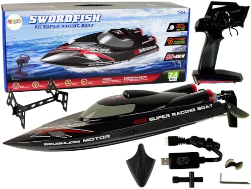 RC Speedboot Motorboot WL916 Swordfish, 2,4 GHz, Schwarz, Fernbedienung