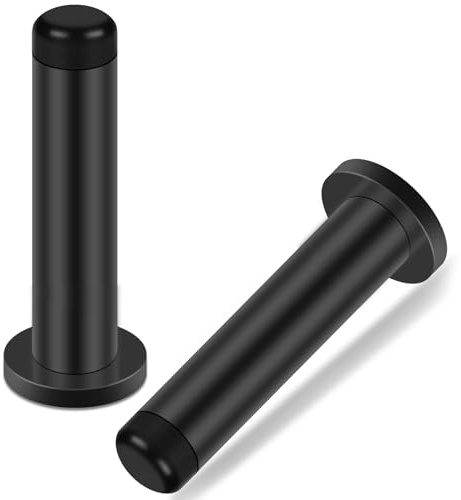 Topes de puerta de 86 mm, tope de puerta negro montado en la pared, tope de puerta resistente con parte superior de goma gruesa, topes de puerta para zócalo, tope de puerta para mantener la puerta