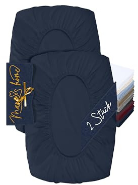 Marie´s Home 2er Bezug für Nackenstützkissen, 30-35 x 45-50 cm, Navyblau | Oeko-Tex Standard 100, extra starker Rundumgummizug, doppelt vernäht, faltenfreier Sitz, pflegeleicht