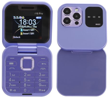 Dpofirs Klapptelefon für Kinder und Senioren, Entsperrtes Klapptelefon, 2G-Klapphandy für Senioren, Dual-SIM-Telefon mit Großen Tasten und LED-Taschenlampe, HD-Rückkamera, FM-Radio,