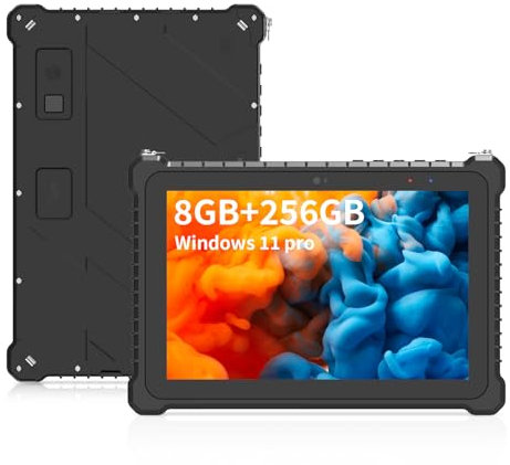 SunKol 10.1 Zoll Wasserdicht Tablet PC Windows 11 Pro IP67 Industrial Tablet PC (N6000 8GB 256GB) WiFi BT4.2 4G Fingerabdruck 500nit GPS Docking Laden Feldarbeit