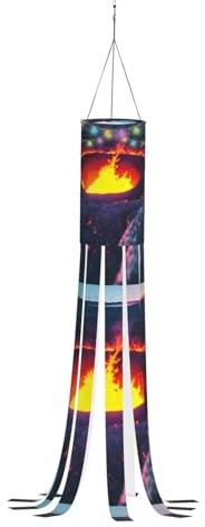 Kilauea Festlicher Windsack mit Vulkandruck, Halloween-Geister-Dekorationen, ästhetische Herbst-Windsäcke für den Außenbereich