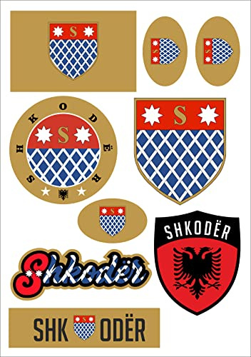 Daged Albanien Shkoder Aufkleber Karte 9 Stück - PKW Auto Motorrad Biker Flagge Fahne Vinyl ST