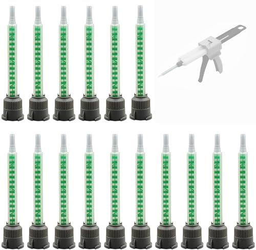 20 Epoxy Mixing Nozzles Adhesive Mixing Nozzle Tips Epoxy Gun Mixer Glue Gun Applicator Kit for 50ml/1.7oz 1:1/2:1 Ratio