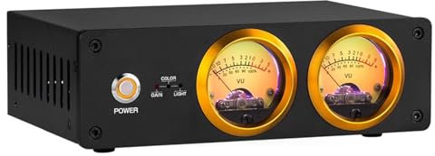 Amplificador con Medidor VU Analógico Dual, Interruptor Selector De Altavoz, con Panel DB, Brillo/Color/Ganancia Ajustables, Visualizador De Audio, para Amplificadores De Válvulas