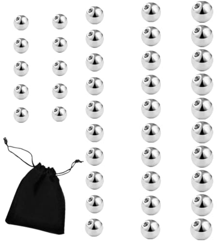 JchEnye 40 pcs piercing bola 16G 14G plata 3/4/5/6mm reemplazo bola acero inoxidable para labio nariz lengua espiral ombligo joyería piercing