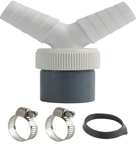 Adattatore a Y per Doppio Scarico di Lavatrice e Lavastoviglie, Uscita Tubo Ø40 mm, Ingresso Ø18-24 mm, Incluso Set di 2 Fascette Metalliche Ø18-24 mm, scarico lavatrice, Design Robusto e Durevole