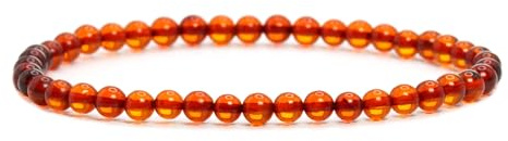 LAKADA Äkta ädelsten armband med runda 4 mm pärlor – olika längder – helande sten skyddande sten ädelstenarmband lyckobringare talisman present, M - 18 CM, Ädelsten, Ädelsten