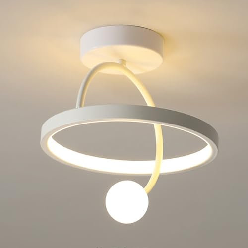 TRIVIDHA Lámpara De Techo Moderna De 10,6 LED De 24 W Lámpara De Techo Semi Empotrada Pantalla De Globo Iluminación De Techo Diseño De Arco Cerca De La Luz De Techo Para Sala De Estar, Dormitorio, Co
