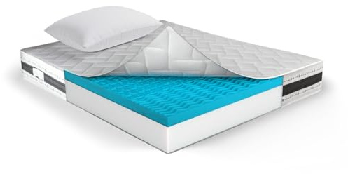MUUN EOS, Memory-Matratze für Einzelbett, 90 x 190 cm, inklusive Kissen, 30 cm hoch, milbendicht, hypoallergen, orthopädisch, vakuumverpackt und gerollt