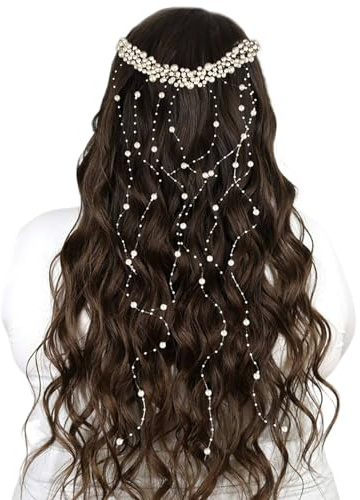 Peigne À Cheveux Perlé Pour Mariage | Ornement Capillaire de Mariée à Franges | Ornement Élégant Pour Cérémonie, Bal Et Réception De Fête