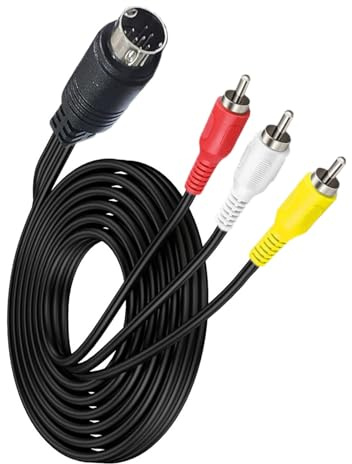 KHZen Cable S-Video Small DIN 10pin Male A 3RCA Cable Video Conexión Cable 1.8m para Dispositivos Auditivos Y Video