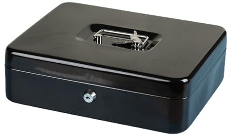 Mini Cash Box Deposit Tin Metal Money with Lock 2 Keys Fireproof Safe for Secure Storage of Valuables Anti-theft Shockproof Impact-resistant Multi Black