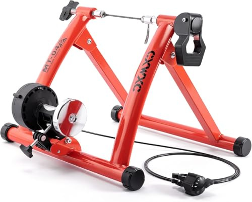 CXWXC Vélo d'entraînement à roulettes Pliable en Acier avec libération Rapide Support de Roue Avant pour entraînement de vélo de 26 à 29 Pouces à la Maison et à l'intérieur (Rouge)