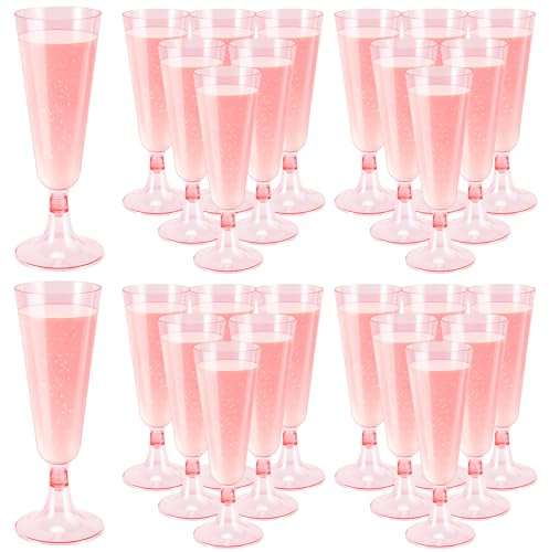Tczecoo 40 Stück Sektgläser, Champagner Gläser, 4.5 Oz, Rosa | Mehrweg Champagnergläser, Elegante Sektgläser für Sektempfang Hochzeit Geburtstag Party