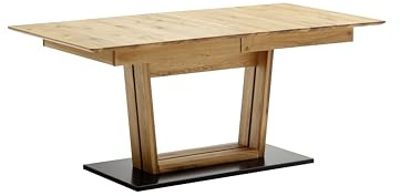 Robas Lund Morena Esstisch, Ausziehbar 140-190 cm, Wildeiche geölt, 140x90x77 cm, 86 kg, Massivholz Eiche, C-Säule mit Synchronauszug, FSC Zertifiziert, Made in Bosnien