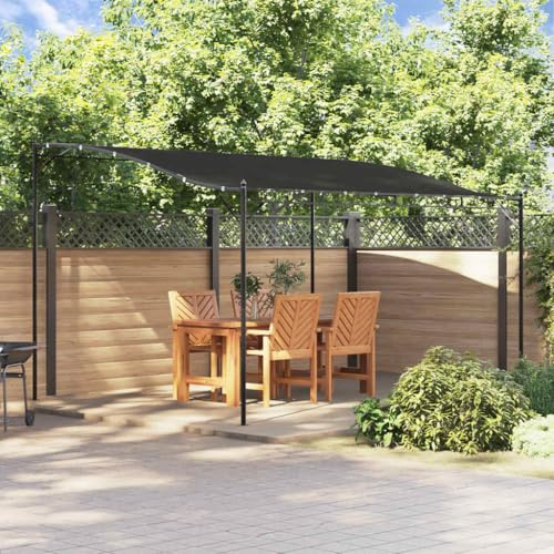 Tonnelle de jardin, tente de garage, store anthracite, 4 x 3 m, 180 g/m², tissu et acier, pour extérieur, jardin, camping
