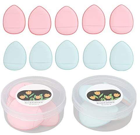 Finger-Make-up-Schwamm, weich, elastisch, kosmetischer Puderquaste, 10 Stück, zum Auftragen von Foundation, Concealer, BB-Creme, Rosa, Blau, tragbar, reisefreundlich,