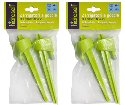 Hidroself - Kit de 4 aspersores por goteo para plantas en maceta, riego automático ajustable, ideal para vacaciones y ausencias, uso interior y exterior