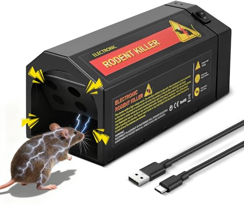 7000 V Rattenfalle Elektrisch, Wiederaufladbar Mäusefalle Elektrisch Eine Hochspannung von Tötet Mäuse Sofort und Schmerzlos, Mausefalle Wirksam für Kleine Mäuse Hygienisch, Ideal für Innen Küche
