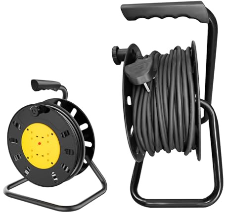 Extension Reel 10/15/25/50 Metre Extension Lead Heavy Duty Cable Reel (15M Cable with Reel&Bracket)