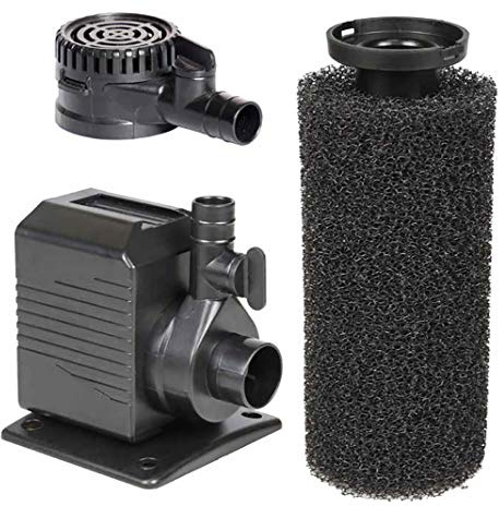 Spaces Places DP430 Pump for Ponds, Fountains, Gardens, Aquariums, Statuary, or Small Water Displays 8'2-16' Power Cord and Foam Pre-Filter, 8.2' Max Height, Black