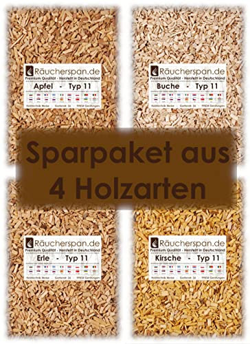 Räucherspäne Räucherchips Holzarten Apfel, Erle, Kirsche, Buche Typ 11 Spangröße 6-10mm f. Räucherofen und Smoker Box
