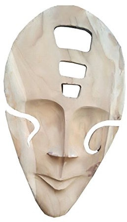 Ambientehome Teakholz Maske Skulptur ca. 20 x 38 x 5 cm Holzmaske, Holz, Natur, 20 x 39 x 5 cm