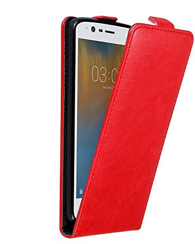 Cadorabo Custodia per Nokia 3 2017 in ROSSO MELA - Protezione in Stile Flip con Chiusura Magnetica - Case Cover Wallet Book Etui