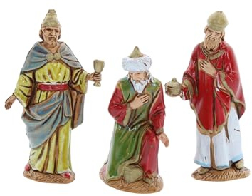 Moranduzzo Tres Reyes Magos para Belén de 6,5 cm – Mini 6,5 – Escala 1:30 – Figuras Irrompibles Acabadas a Mano, Escultor M. Landi, Made in Italy