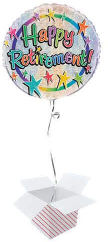 PARTYRAMA.CO.UK Happy Retirement Holographic Round Foil Helium Balloon - Inflated Balloon in a Box